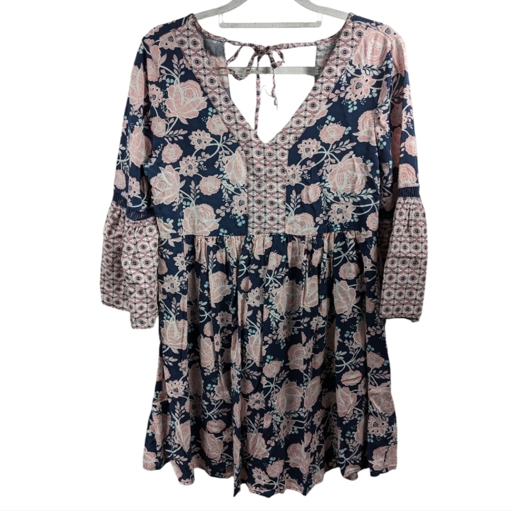 True Craft Bell Sleeve Tunic Mini Dress Sz S